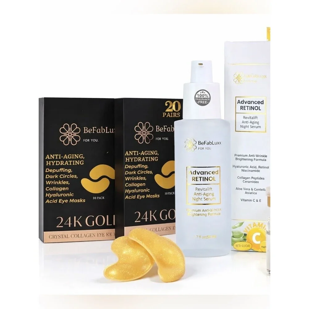 BeFabLuxx Skincare Bundle Eye Mask + Retinol + Peptide Micro-Infusion Glass Skin